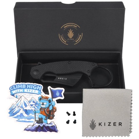Nóż składany Kizer Dodo Karambit Black G10, Black Stonewashed Nitro-V by Giedymin (V2702A3)