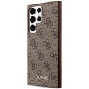 Etui Guess 4G Metal Gold Logo na Samsung Galaxy S23 Ultra - brązowe