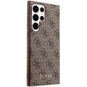 Etui Guess 4G Metal Gold Logo na Samsung Galaxy S23 Ultra - brązowe