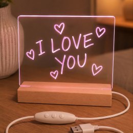 Forever Light Akrylowa Lampka Nocna LED FNL-18 z drewnianą podstawką i markerem