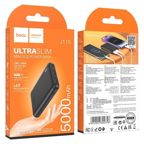 HOCO powerbank 5000 mAh 2A J115 czarny