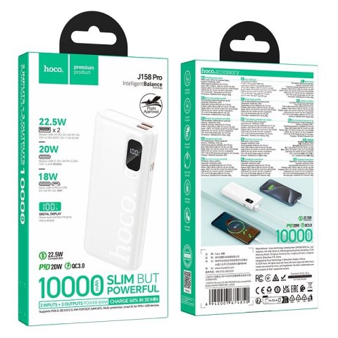 Powerbank Hoco 10000 mAh QC PD 2A 22,5W J158 Pro biały