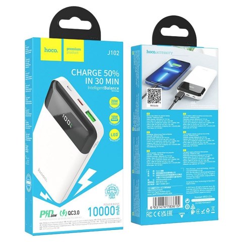 Powerbank Hoco 10000 mAh QC3.0 PD 3A 20W J102 biały