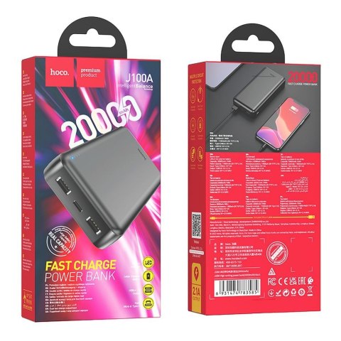 Powerbank Hoco 20000 mAh 2,1A J100A czarny