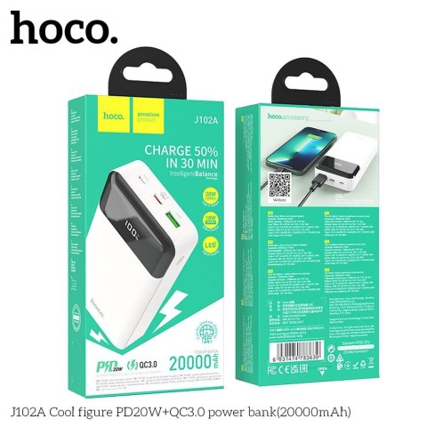 Powerbank Hoco 20000 mAh QC3.0 PD 3A 20W J102A biały