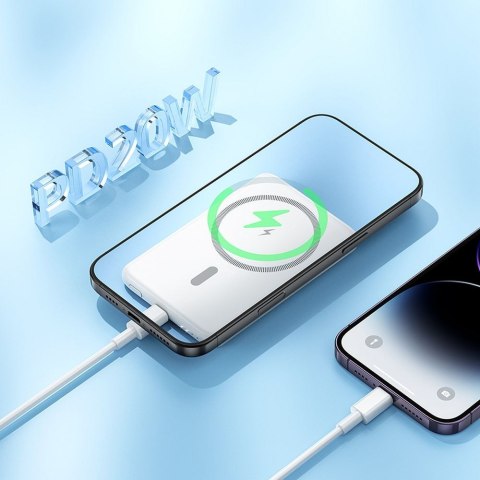 Powerbank zgodny z MagSafe Hoco 5000 mAh QC PD 2A 20W ultra-cienki J140A biały
