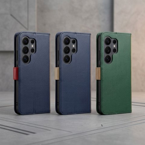 Etui z klapką na Motorola G57 POWER Split Book granatowo-kremowe