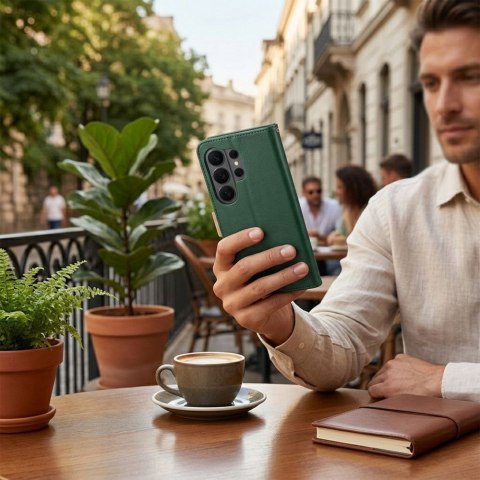 Etui z klapką na Motorola G57 POWER Split Book zielono-złote