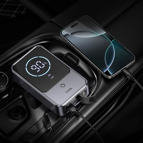 Powerbank 10000 mAh 2,4A 18W z funkcją rozruchu samochodu Hoco QS7 metaliczny szary