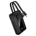 Powerbank 10000 mAh QC PD 22,5W z wbudowanymi kablami USB C + Lightning Hoco J162 czarny