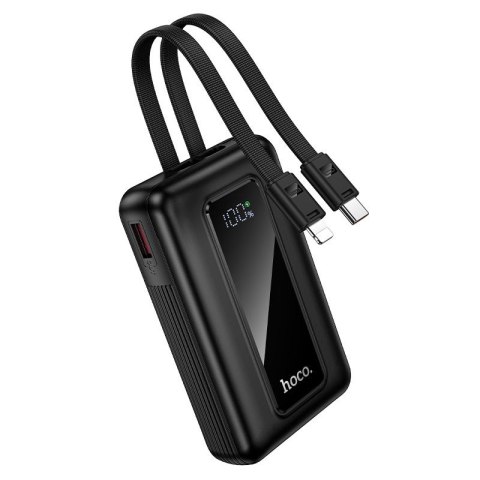 Powerbank 10000 mAh QC PD 22,5W z wbudowanymi kablami USB C + Lightning Hoco J162 czarny