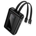 Powerbank 10000 mAh QC PD 22,5W z wbudowanymi kablami USB C + Lightning Hoco J162 czarny