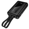 Powerbank 10000 mAh QC PD 22,5W z wbudowanymi kablami USB C + Lightning Hoco J162 czarny