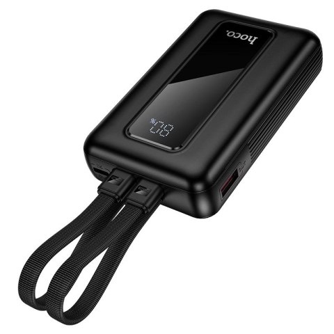 Powerbank 10000 mAh QC PD 22,5W z wbudowanymi kablami USB C + Lightning Hoco J162 czarny