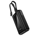 Powerbank 10000 mAh QC PD 22,5W z wbudowanymi kablami USB C + Lightning Hoco J162 czarny