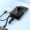 Powerbank 10000 mAh QC PD 22,5W z wbudowanymi kablami USB C + Lightning Hoco J162 czarny