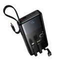 Powerbank 10000 mAh QC PD 2A 22,5W z wbudowanymi kablami USB A + USB C + Lightning + Micro USB Hoco J156 czarny