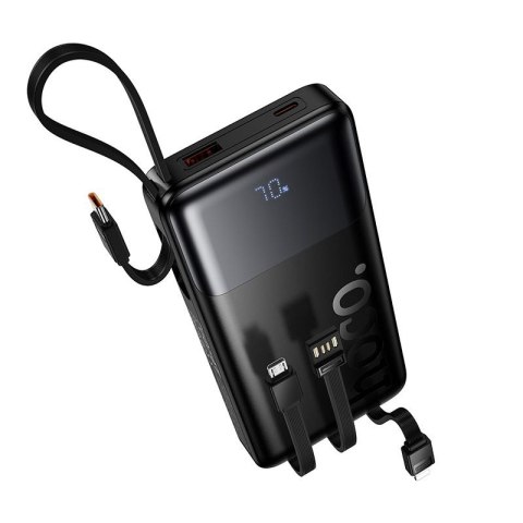 Powerbank 10000 mAh QC PD 2A 22,5W z wbudowanymi kablami USB A + USB C + Lightning + Micro USB Hoco J156 czarny