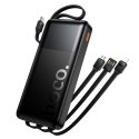 Powerbank 10000 mAh QC PD 2A 22,5W z wbudowanymi kablami USB A + USB C + Lightning + Micro USB Hoco J156 czarny