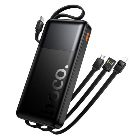 Powerbank 10000 mAh QC PD 2A 22,5W z wbudowanymi kablami USB A + USB C + Lightning + Micro USB Hoco J156 czarny