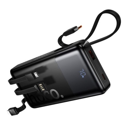 Powerbank 10000 mAh QC PD 2A 22,5W z wbudowanymi kablami USB A + USB C + Lightning + Micro USB Hoco J156 czarny