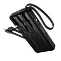 Powerbank 10000 mAh QC PD 2A 22,5W z wbudowanymi kablami USB A + USB C + Lightning + Micro USB Hoco J156 czarny