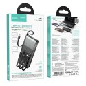 Powerbank 10000 mAh QC PD 2A 22,5W z wbudowanymi kablami USB A + USB C + Lightning + Micro USB Hoco J156 czarny