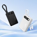 Powerbank 10000 mAh QC PD 2A 22,5W z wbudowanymi kablami USB C + Lightning Hoco J171 Edge biały