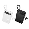 Powerbank 10000 mAh QC PD 2A 22,5W z wbudowanymi kablami USB C + Lightning Hoco J171 Edge biały