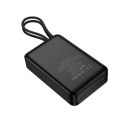 Powerbank 10000 mAh QC PD 2A 22,5W z wbudowanymi kablami USB C + Lightning Hoco J171 Edge czarny