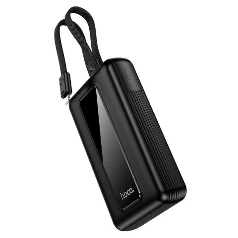 Powerbank 20000 mAh QC PD 22,5W z wbudowanymi kablami USB C + Lightning Hoco J162A czarny