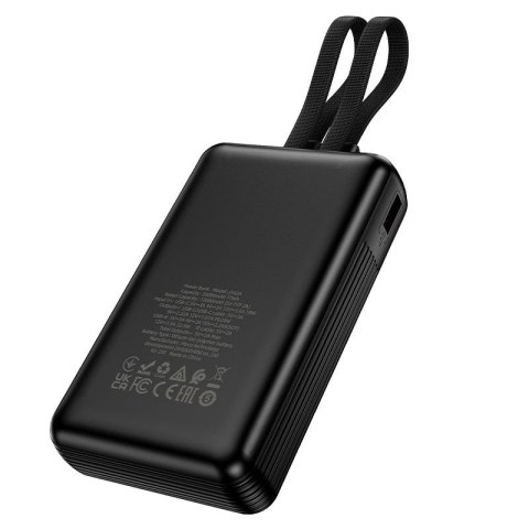 Powerbank 20000 mAh QC PD 22,5W z wbudowanymi kablami USB C + Lightning Hoco J162A czarny