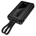 Powerbank 20000 mAh QC PD 22,5W z wbudowanymi kablami USB C + Lightning Hoco J162A czarny