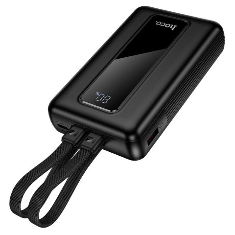 Powerbank 20000 mAh QC PD 22,5W z wbudowanymi kablami USB C + Lightning Hoco J162A czarny