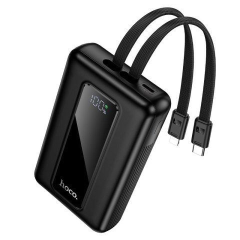 Powerbank 20000 mAh QC PD 22,5W z wbudowanymi kablami USB C + Lightning Hoco J162A czarny