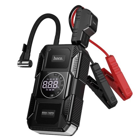 Powerbank 8000 mAh 2,4A 18W z funkcją rozruchu samochodu i pompką Hoco QS6 czarny