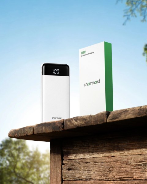 Powerbank Charmast W1148 5V 3A 10000 mAh z wbudowanym kablami USB A / USB C / Lightning / Micro biały