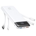 Powerbank Charmast W2065 PD3.0 3A 22,5W 20000 mAh z wbudowanym kablami USB A / USB C / Lightning / Micro biały