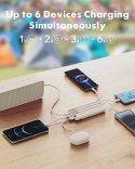 Powerbank Charmast W2065 PD3.0 3A 22,5W 20000 mAh z wbudowanym kablami USB A / USB C / Lightning / Micro biały