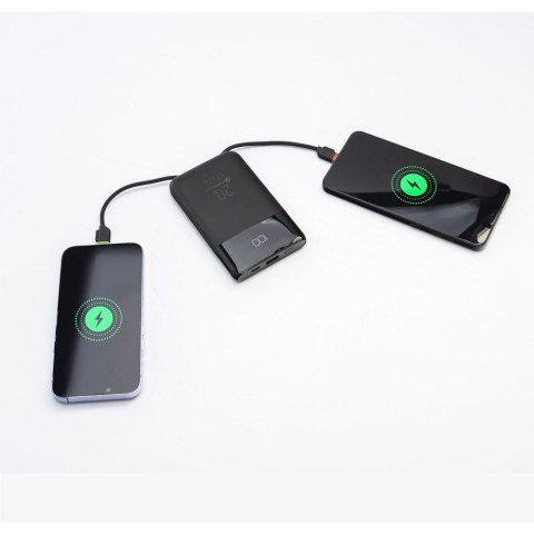 Powerbank Forcell F-Energy Multicharge F10K6 QC PD3.0 3A 22,5W 10000 mAh z wbudowanymi kablami USB C i Lightning czarny