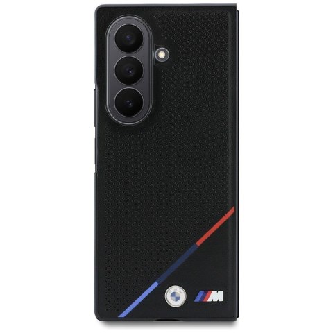 BMW futerał do SAMSUNG GALAXY Z FOLD 8 ULTRA kompatybilny z MagSafe (Leather Perforated Tricolor Stripe Metal Logos) czarny
