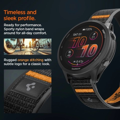 Pasek Spigen Athlex Airna Garmin Quick Release 22 mm - czarno-pomarańczowy