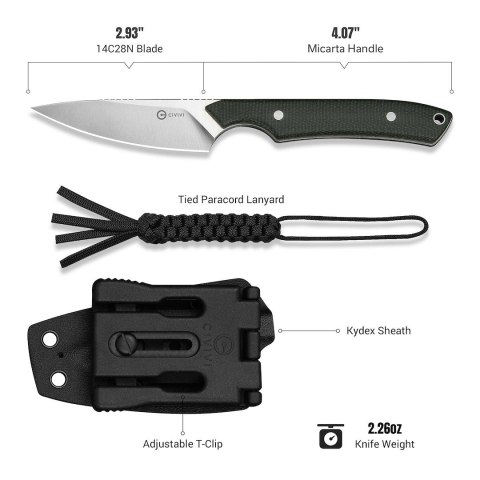Nóż Civivi High Grass Field Fixed 14C28N Micarta