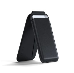 Portfel z podstawką ze skóry kompatybilny z MagSafe Satechi Vegan Leather Wallet Stand czarny