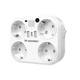 Rozgałęźnik sieciowy Wozinsky WRS-2B 4x AC 2x USB-A 2x USB-C 4000 W z lampką - biały