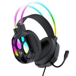 Słuchawki gamingowe Wozinsky WSG-1118 przewodowe z mikrofonem i podświetleniem RGB - czarne