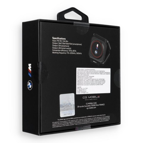 Ładowarka indukcyjna 3w1 BMW M Qi2 15W Print Logo czerwona