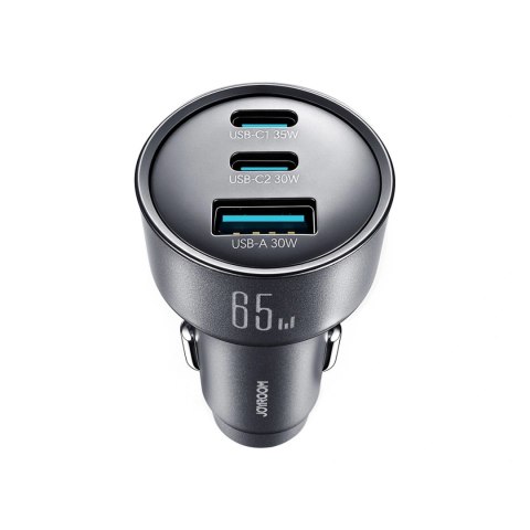 Ładowarka samochodowa Joyroom JR-CCN19 65W 2x USB-C + USB-A - ciemnoszara