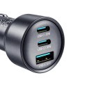 Ładowarka samochodowa Joyroom JR-CCN19 65W 2x USB-C + USB-A - ciemnoszara