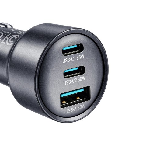 Ładowarka samochodowa Joyroom JR-CCN19 65W 2x USB-C + USB-A - ciemnoszara